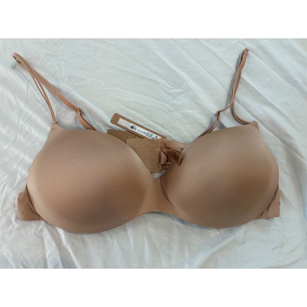 SKIMS Wireless Form Lightly Lined Plunge Micro Strap Bra Clay 42D PL-PLG-8418W - Picture 1 of 4